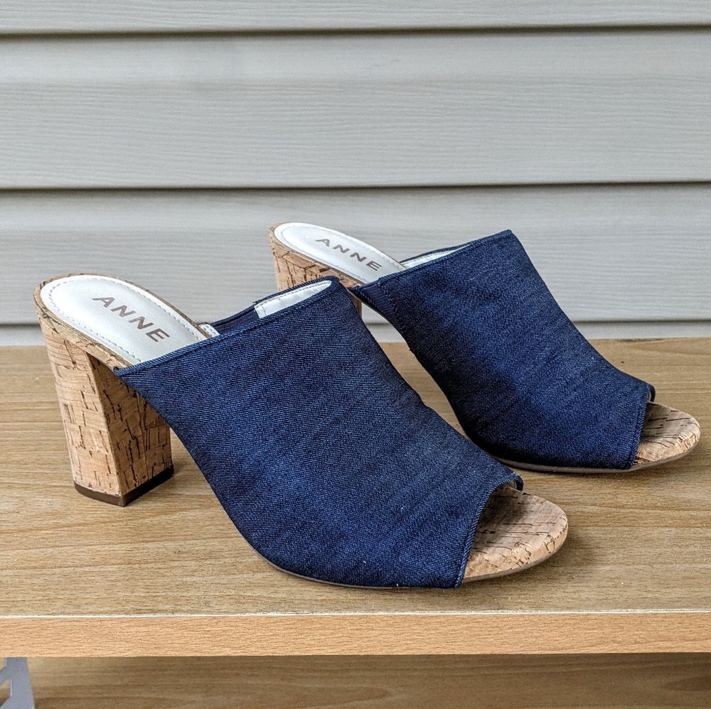 Anne Klein Tillie denim cork heels (run small)